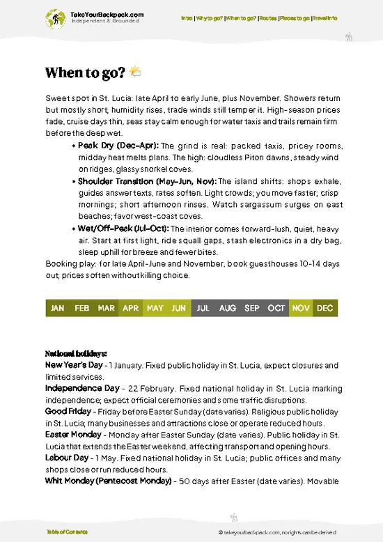 example page 3 from our offline Travel Guide for Saint Lucia
